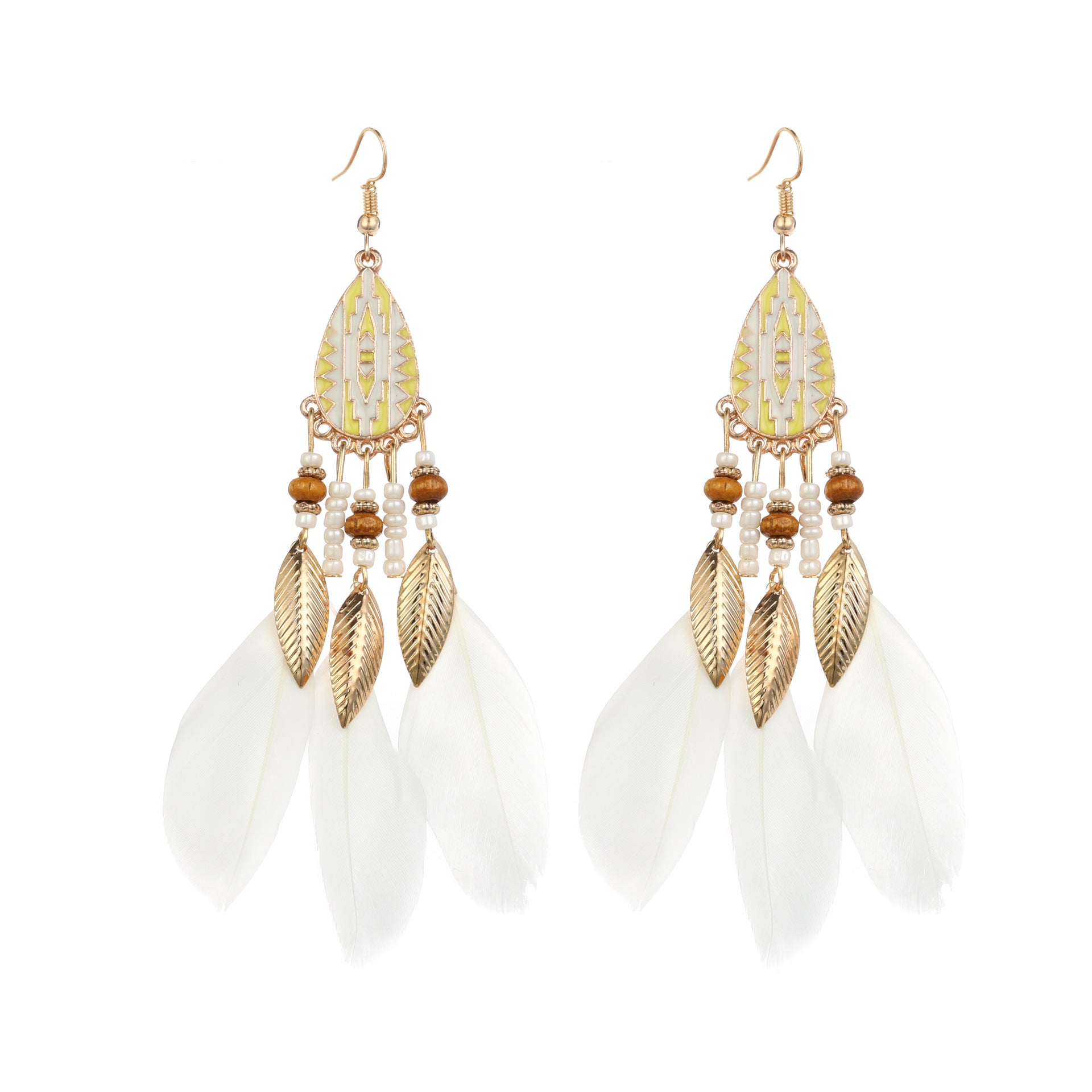 Wholesale Drop Shape Feather Alloy Earrings